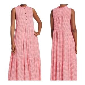 NWT! Gibsonlook Sunny Day Tiered Maxi Dress in Color Shell Coral. Size XS